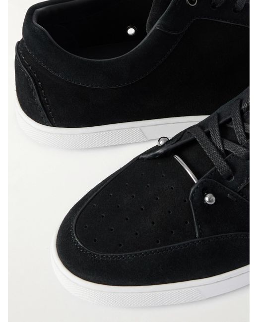 Christian Louboutin Black Chambelisneak Panelled Suede Sneakers for men
