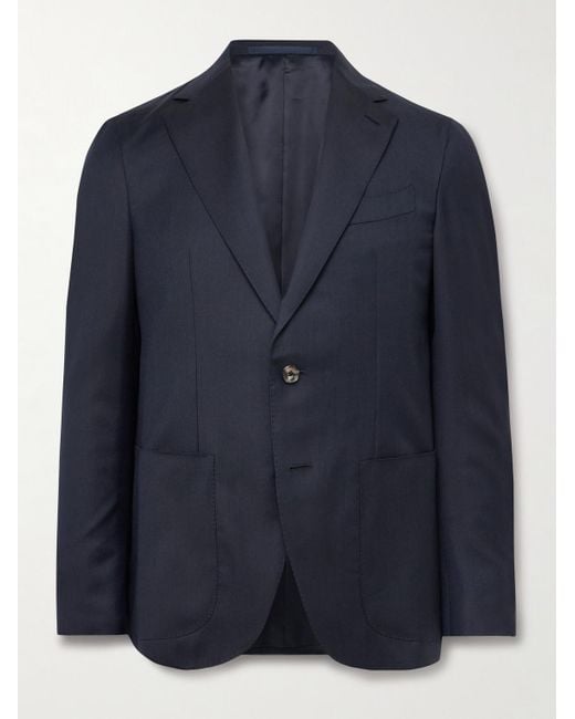 Caruso Blue Wool Suit Jacket for men