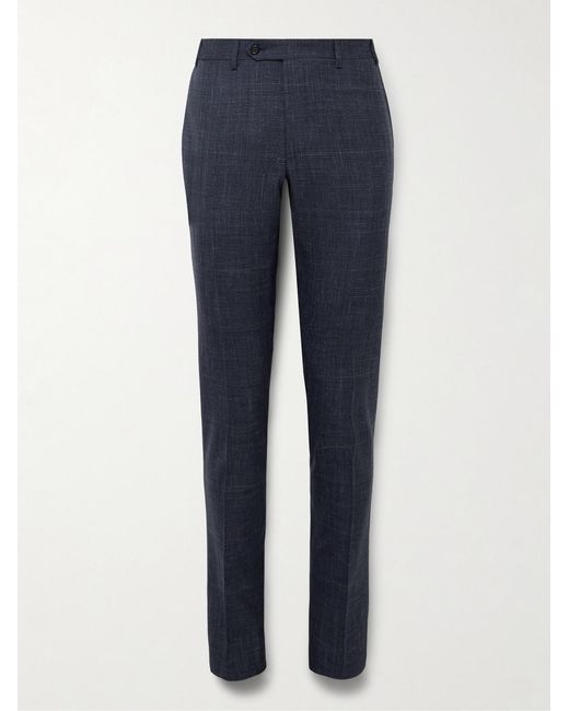 Canali Blue Slim-Fit Wool, Silk And Linen-Blend Suit Trousers for men