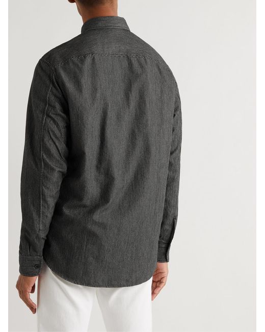 Mr P. Black Pinstriped Cotton-Flannel Shirt for men
