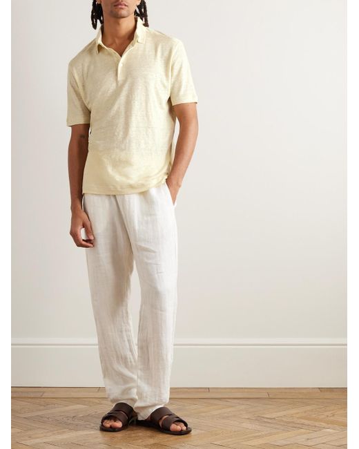 Loro Piana Natural Linen-jersey Polo Shirt for men