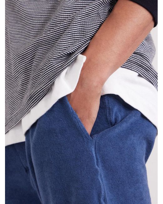 Fedeli Blue Slim-Fit Cotton-Terry Drawstring Shorts for men
