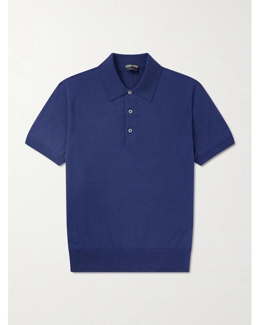 Tom Ford Blue Cotton Polo Shirt for men