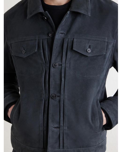 Officine Generale Blue Liam Suede Jacket for men