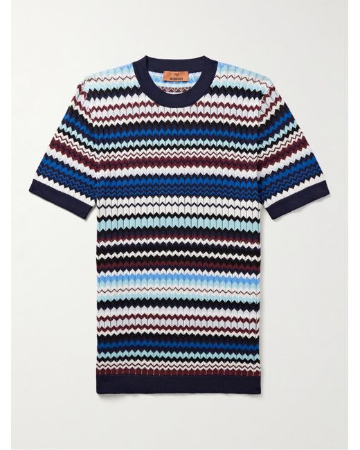 Missoni Blue Striped Cotton T-shirt for men