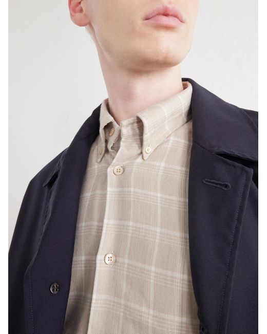 Boglioli White Checked Cotton And Lyocell-blend Shirt for men