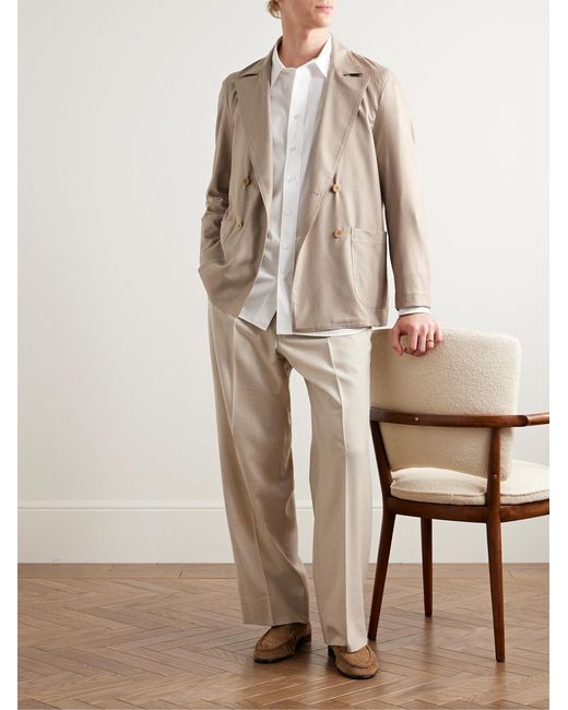 STÒFFA Natural Double-Breasted Cashmere Suit Jacket for men