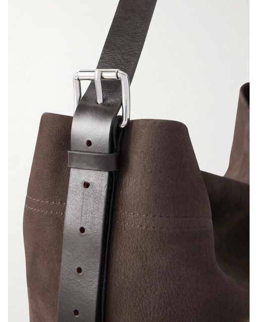 Lemaire Brown Belted Nubuck Leather Tote Bag for men