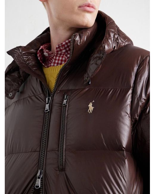 Polo Ralph Lauren Brown Logo-embroidered Quilted Recycled-shell Hooded Down Jacket for men