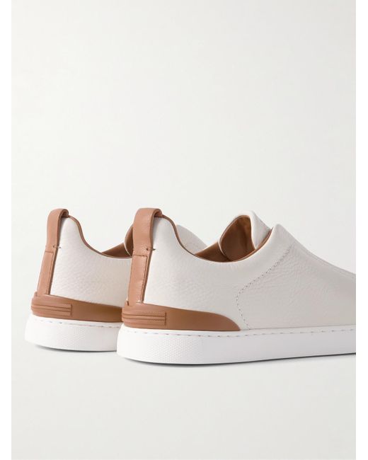 Zegna Natural Triple Stitch Full-Grain Deerskin Slip-On Sneakers for men