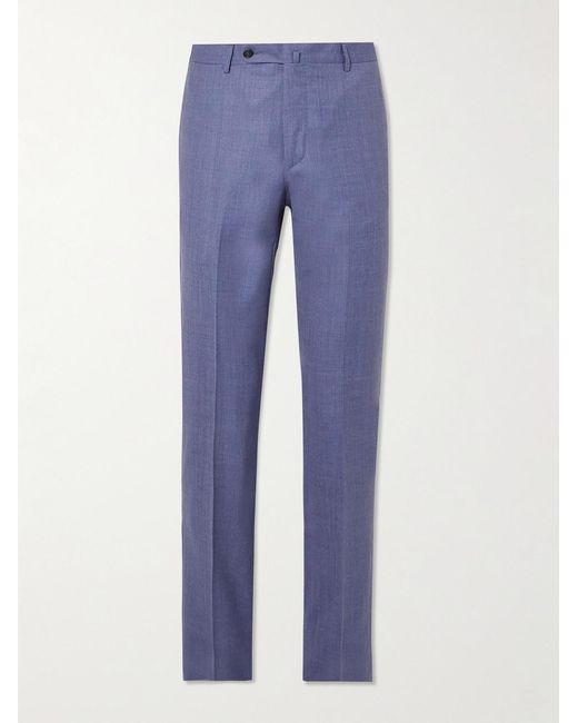 Sid Mashburn Blue Slim-Fit Wool-Hopsack Trousers for men