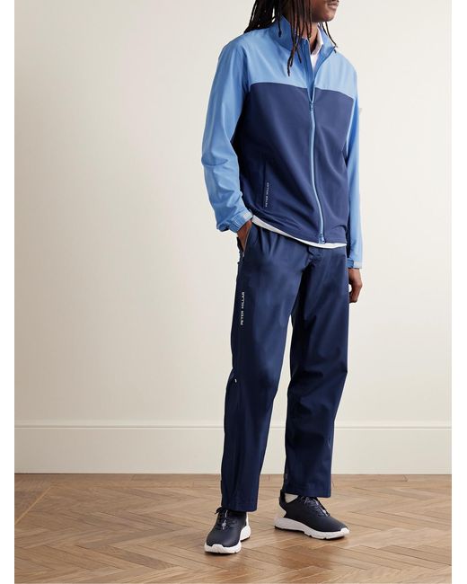 Peter Millar Blue Dunes Logo-print Colour-block Stretch-jersey Golf Jacket for men