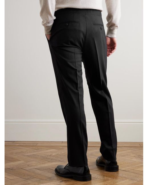 Mr P. Black Slim-Fit Twill-Trimmed Wool Tuxedo Trousers for men