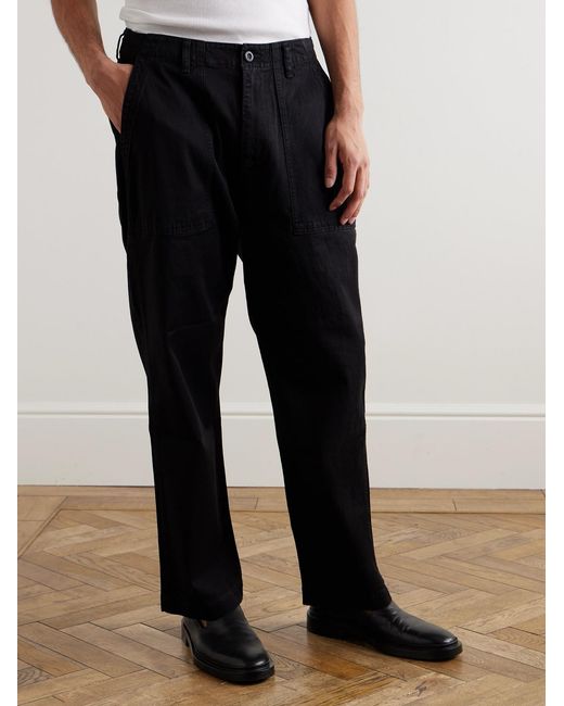Blue Blue Japan Black Straight-Leg Tencel Lyocell-Blend Twill Trousers for men