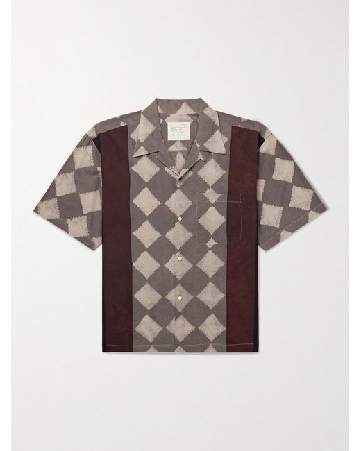 Kardo Brown Rohit Convertible-Collar Printed Cotton Shirt for men