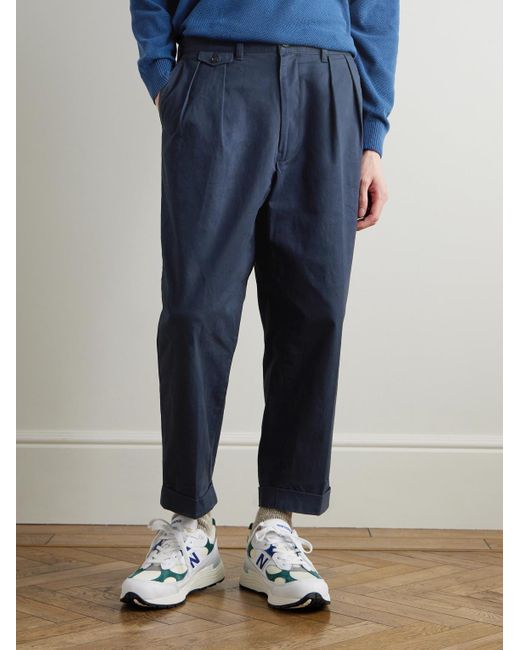 Beams Plus 2 Pleats schmal zulaufende in Blue für Herren