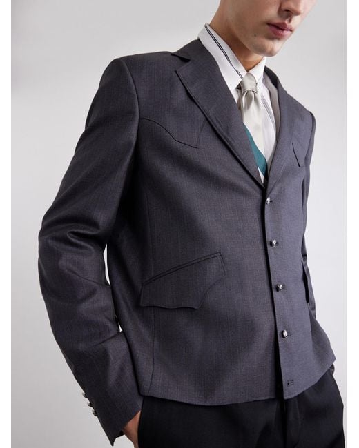 Enfants Riches Deprimes Black Western Perfect Striped Wool Blazer for men