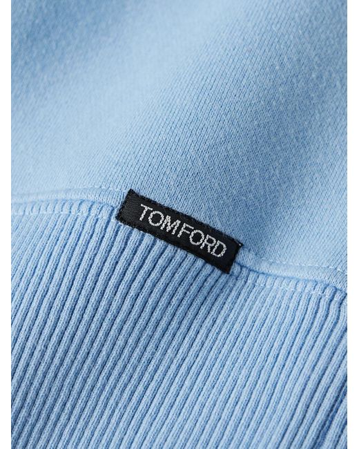 Tom Ford Schmal geschnittenes Sweatshirt aus Baumwoll-Jersey in Stückfärbung in Blue für Herren