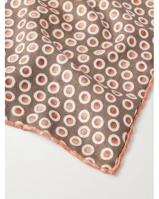 Brunello Cucinelli Natural Polka-Dot Silk Pocket for men