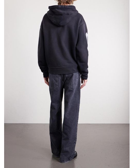 Amiri Blue Bones Logo-embroidered Cotton-jersey Hoodie for men