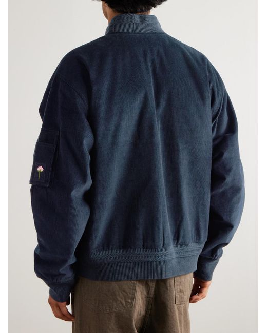 Kardo Blue Max Logo-embroidered Cotton-corduroy Bomber Jacket for men