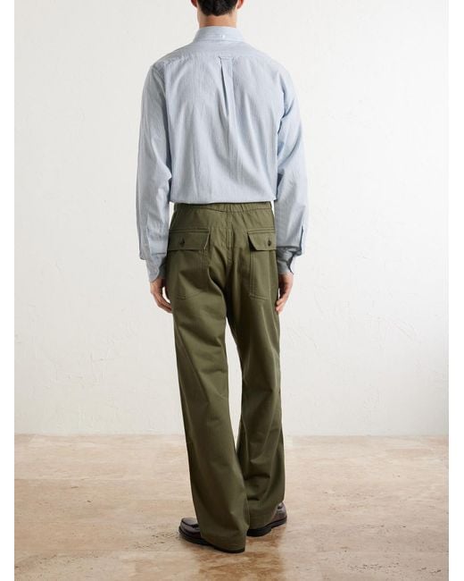 Drake's Green Straight-Leg Cotton-Blend Cargo Trousers for men