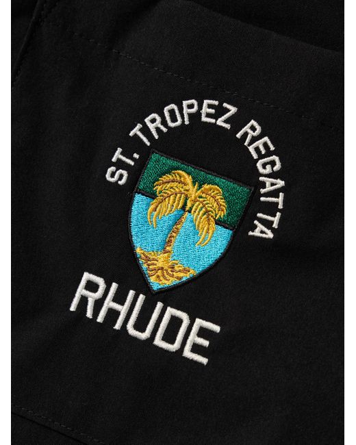 Shorts a gamba dritta in shell con logo e ricamo St. Tropez di Rhude in Black da Uomo