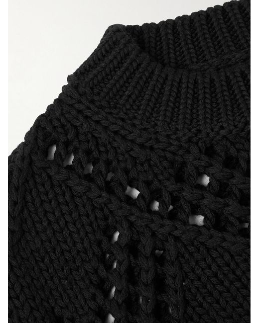 Jil Sander Black Open-knit Wool Sweater for men