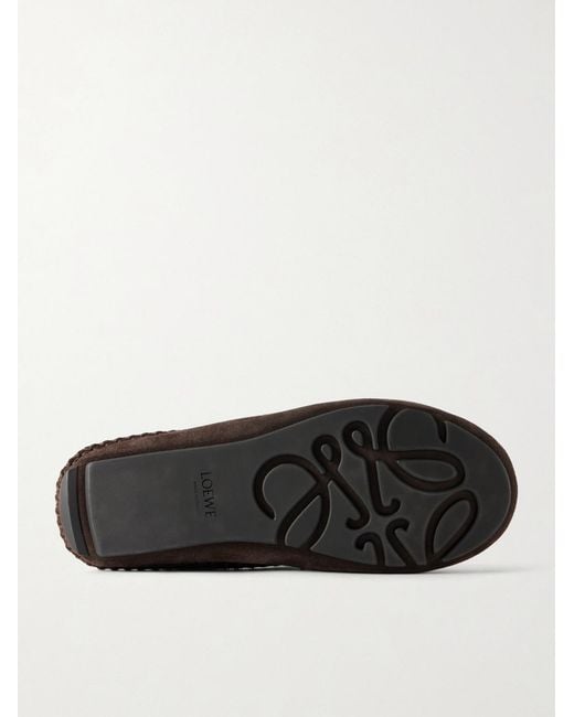 Loewe White Rambla Suede Driving Loafers for men