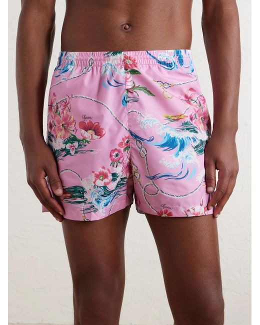 Gucci Pink Printed Swim Shorts for men