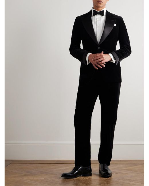 Tom Ford Black Slim-Fit Satin-Trimmed Cotton-Velvet Jacket for men