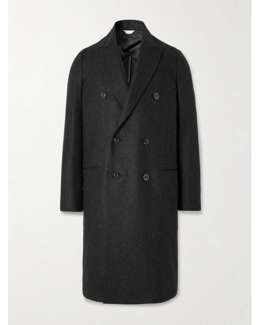 Boglioli Black Double-Breasted Wool-Blend Coat for men