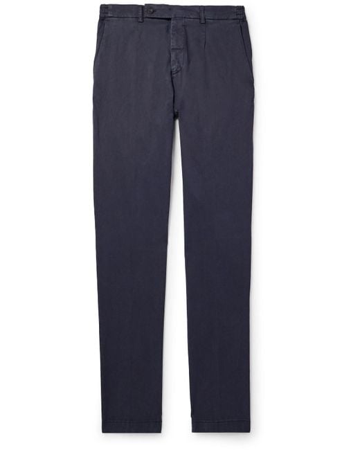 Thom Sweeney Blue Straight-leg Stretch-lyocell And Cotton-blend Twill Chinos for men
