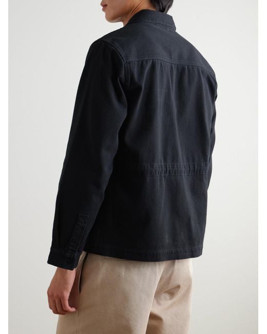 Folk Blue Assembly Garment-Dyed Cotton-Twill Overshirt for men