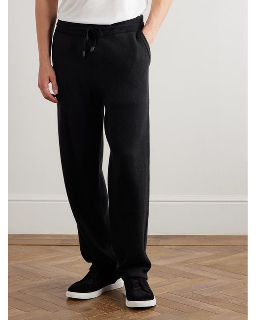 Canali Black Straight-Leg Wool And Cashmere-Blend Sweatpants for men
