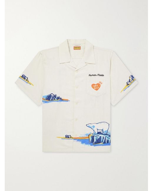 Human Made White Camp-collar Printed Poplin Shirt for men