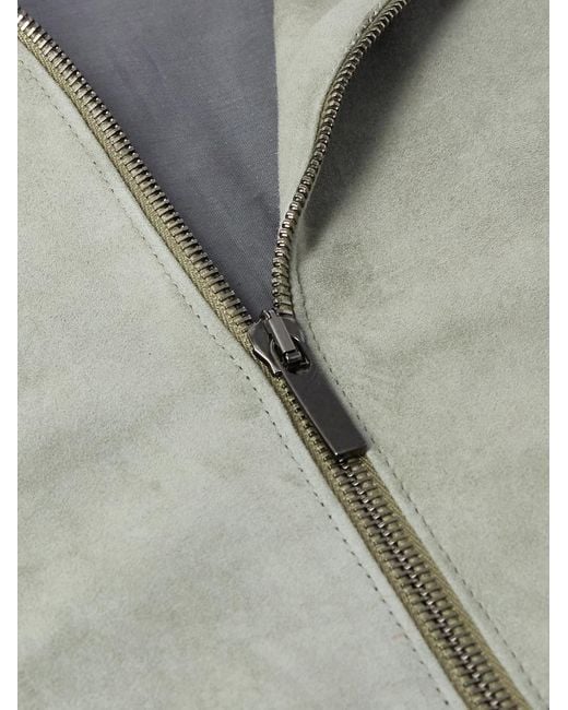 STÒFFA Gray Suede Bomber Jacket for men