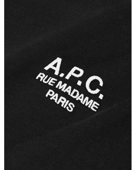 T-shirt in jersey di cotone con logo ricamato Raymond di A.P.C. in Black da Uomo