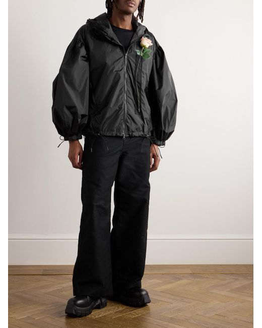 Simone Rocha Black Embellished Tulle-trimmed Shell Jacket for men