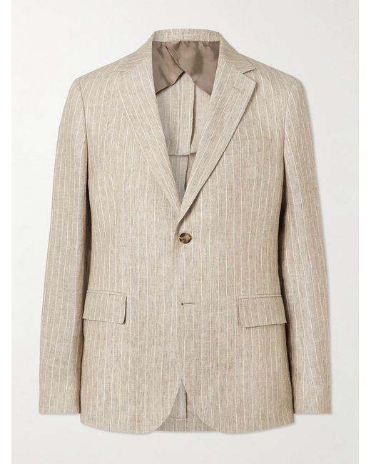 Mr P. Natural Striped Linen Suit Jacket for men