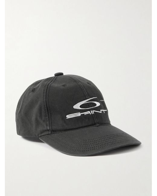 SAINT Mxxxxxx Black Logo-embroidered Cotton-twill Baseball Cap for men
