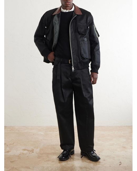 Sacai Black Wide-Leg Cotton Chinos for men