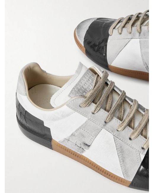 Maison Margiela White Replica Leather And Suede Sneakers for men