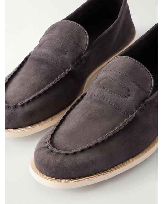 John Lobb White Pace Suede Loafers for men