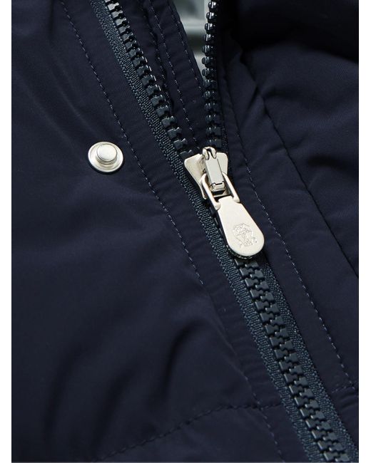 Brunello Cucinelli Blue Quilted Padded Shell Hooded Down Parka for men