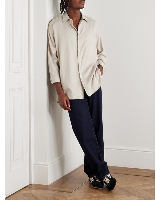 Ssstein Natural Oversized Cotton And Silk-Blend Twill Shirt for men