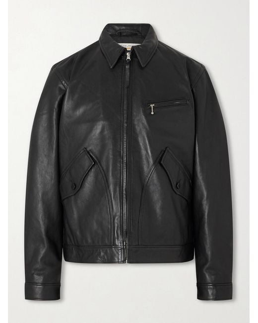 Nudie Jeans Black Blake Leather Jacket for men