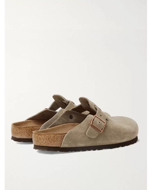 Birkenstock White Boston Suede Clogs for men