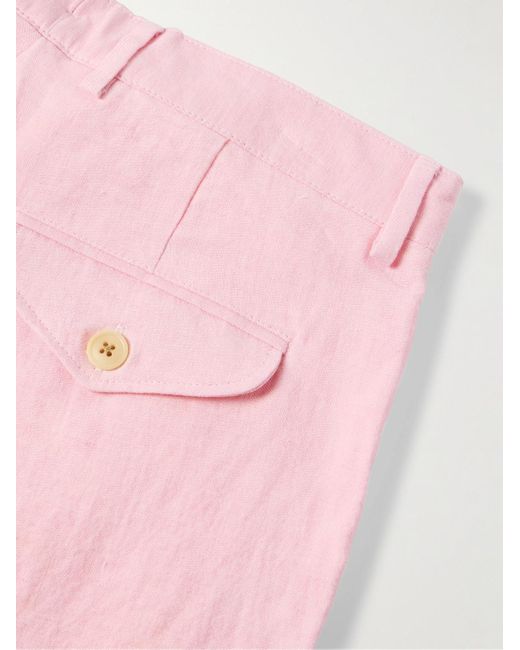 Oliver Spencer Fishtail schmal geschnittene Anzughose aus Leinen in Pink für Herren