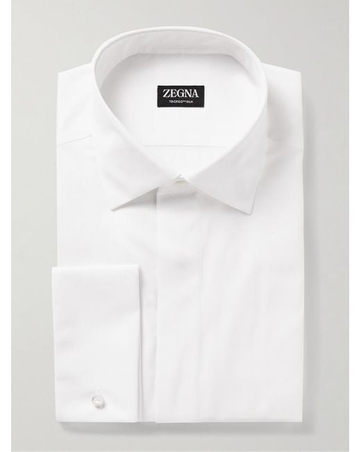 Zegna White Trofeotm Cotton And Silk-blend Poplin Shirt for men